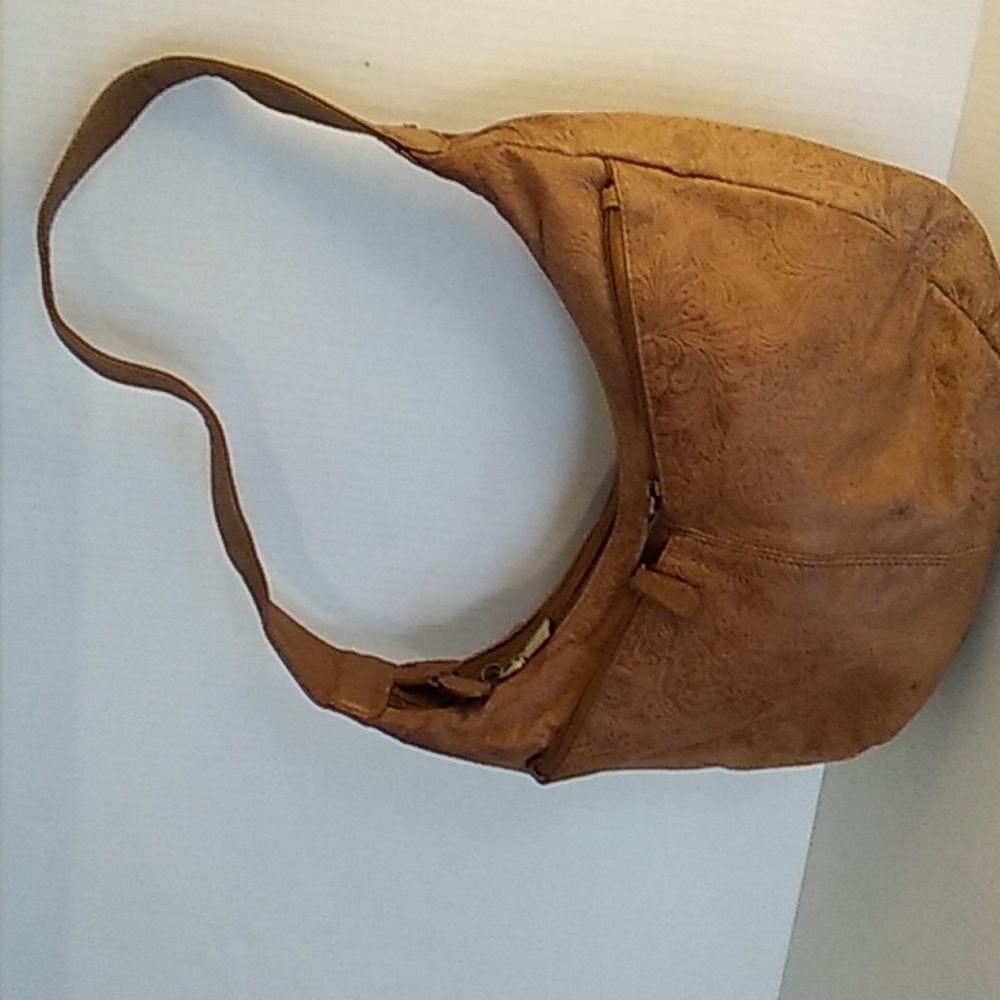 Studio Works tan leather hobo purse